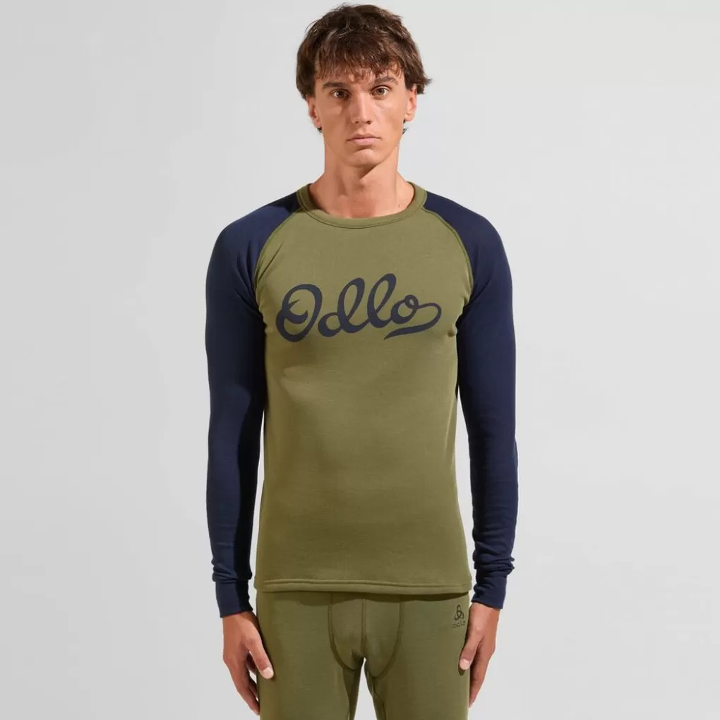 Odlo Active Warm Basislaagset Met Shirt En Tight Burnt Olive - Dark Sapphire New