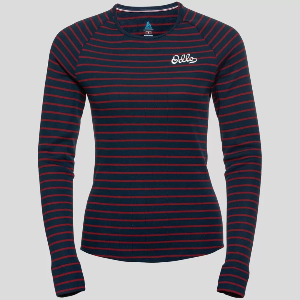 Odlo Active Warm Originals Stripe Base Layer Dark Sapphire - Sundried Tomato Clearance