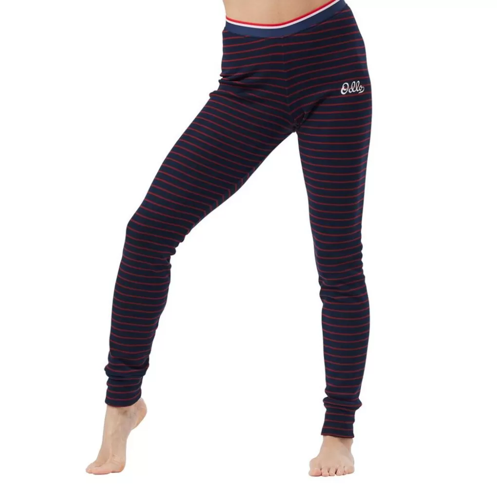 Odlo Active Warm Originals Stripe Broek Dark Sapphire - Sundried Tomato Clearance