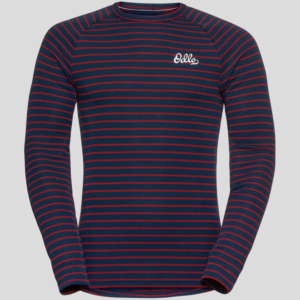 Odlo Active Warm Originals Stripe Met Lange Mouwen Dark Sapphire - Sundried Tomato Outlet