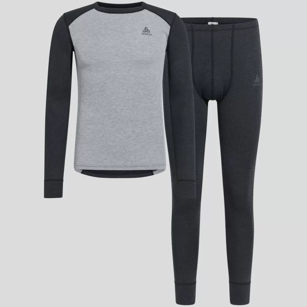 Odlo Active Warm-Basislaagset Voor Heren Dark Grey Melange - Grey Melange Outlet