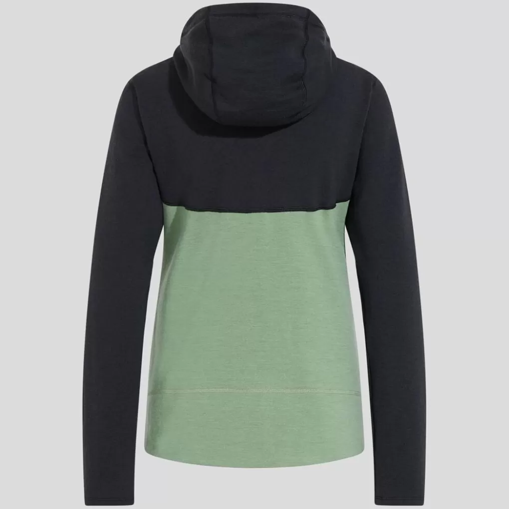 Odlo Ascent Performance Wool X-Warm Hoodie Matte Green - Black Sale