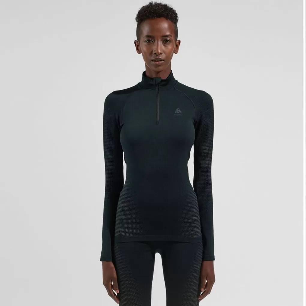 Odlo Damen Performance Warm Base Layer Black - New Odlo Graphite Grey Hot