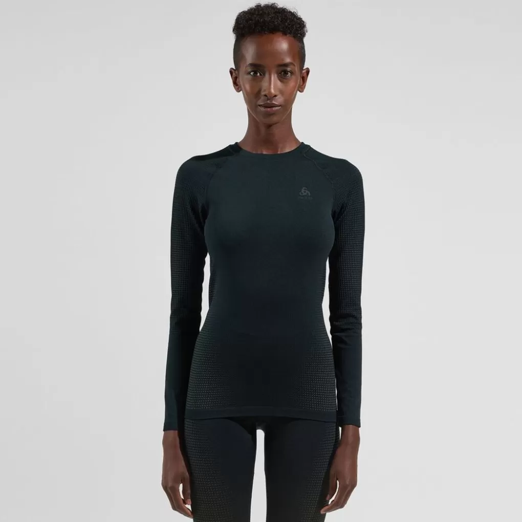 Odlo Damen Performance Warm Base Layer Top Black - New Odlo Graphite Grey Hot