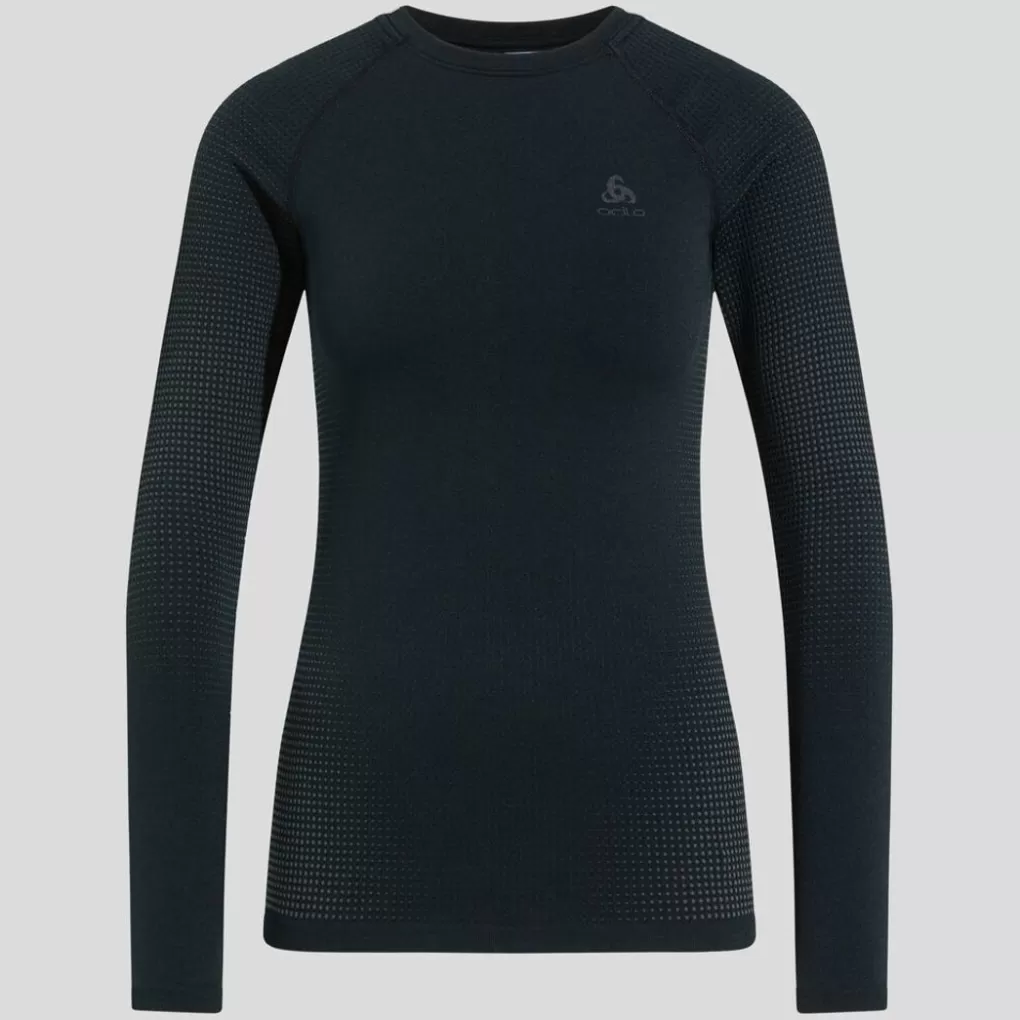 Odlo Damen Performance Warm Base Layer Top Black - New Odlo Graphite Grey Hot