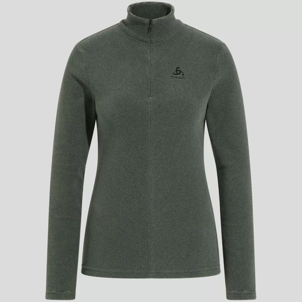 Odlo Damen Roy Mid Layer Mit Halbreisverschluss Matte Green - Black Clearance