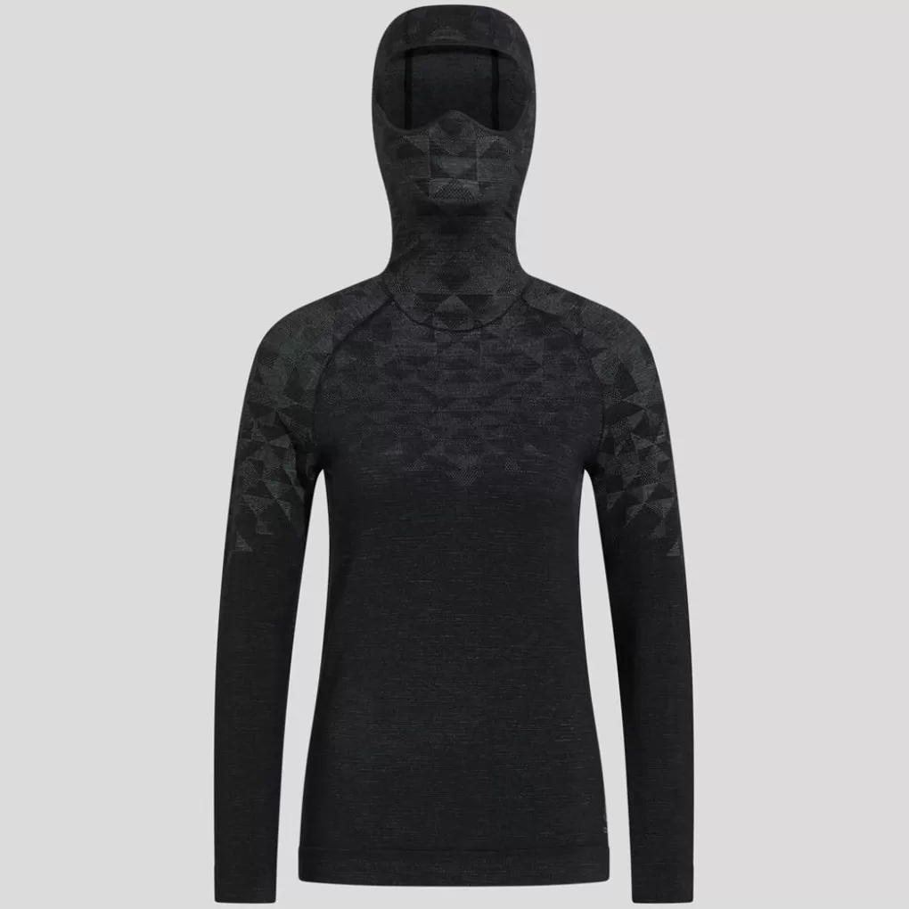 Odlo Kinship Performance Wool Warm Basislaag Met Gezichtsbedekking Black Melange Best Sale