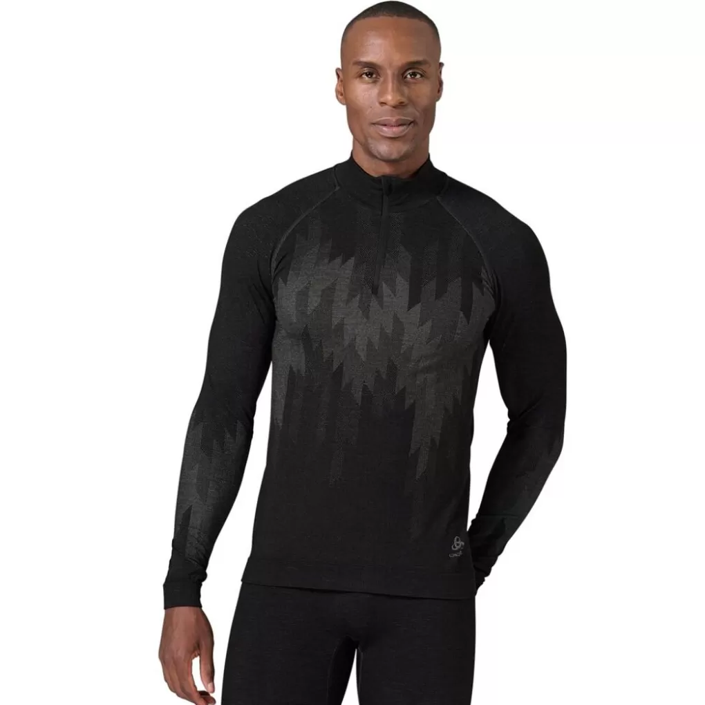 Odlo Kinship Performance Wool Warm Longsleeve Met Halve Rits Black Melange Best