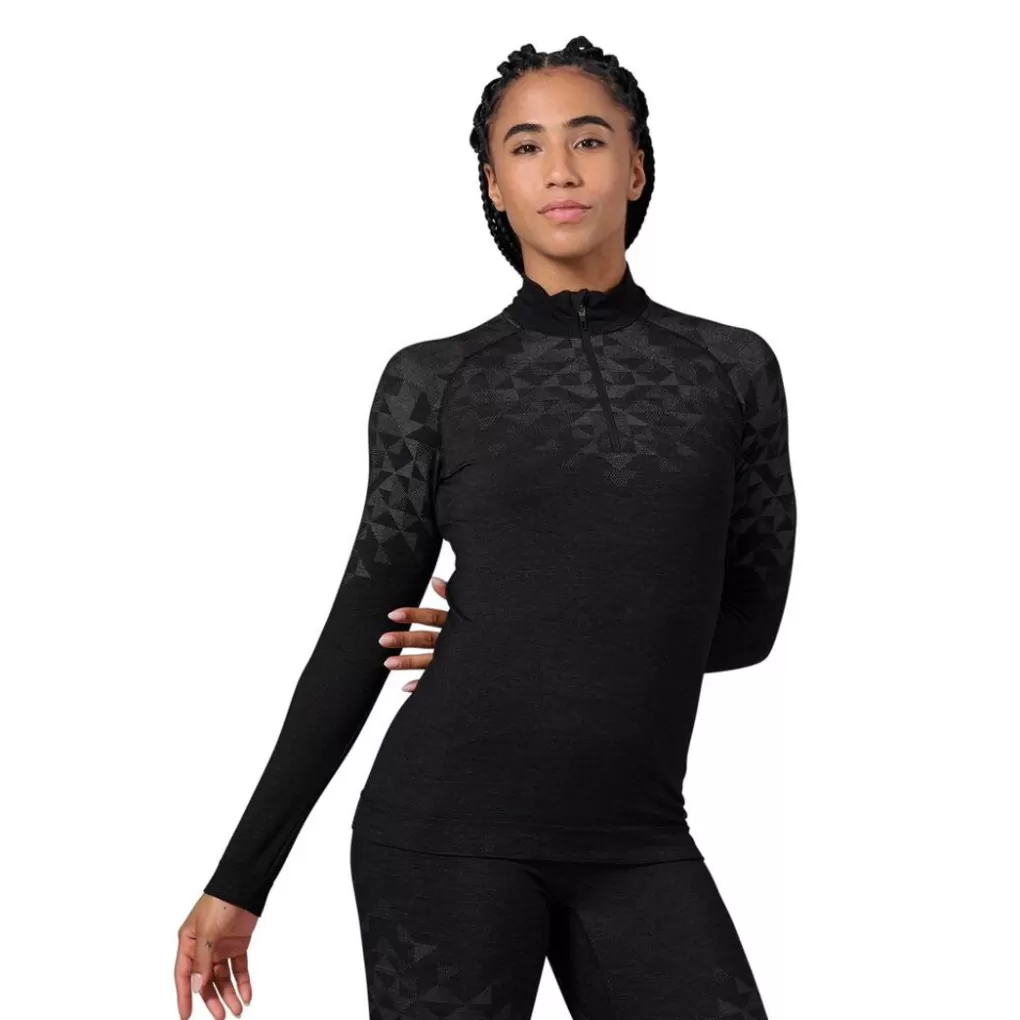 Odlo Kinship Performance Wool Warm Longsleeve Met Halve Rits Black Melange Sale