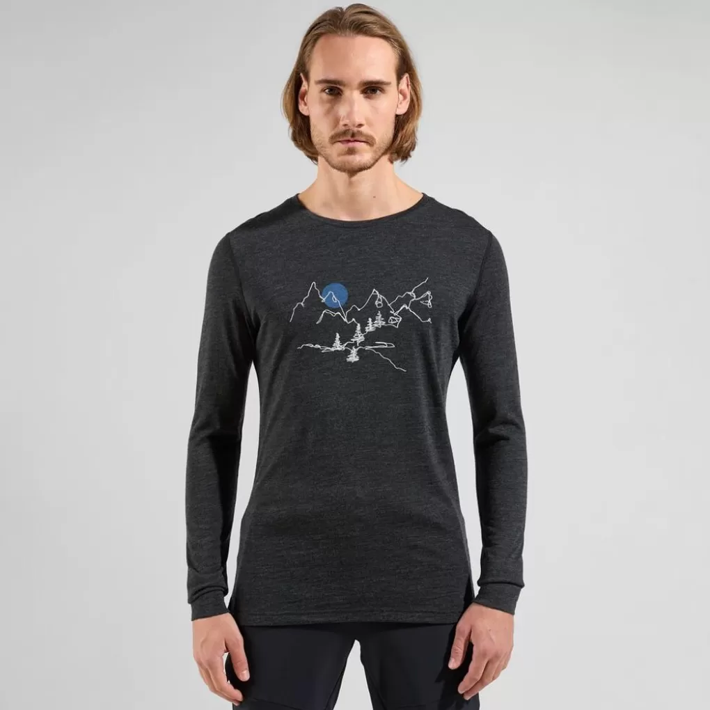 Odlo Merino 200 Print Warm Longsleeve Dark Grey Melange Store