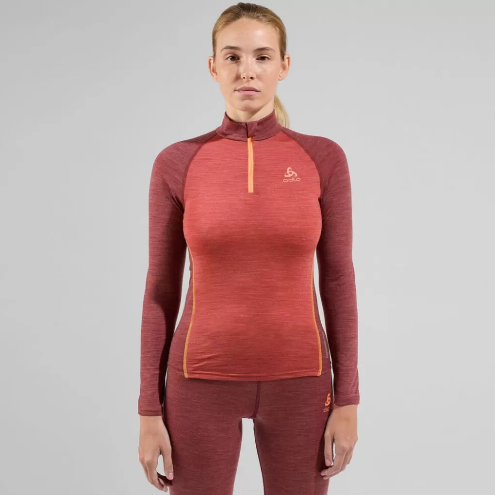 Odlo Performance Wool 150 Base Layer Mit Halbreissverschluss Cinnabar - Spiced Apple Melange Sale