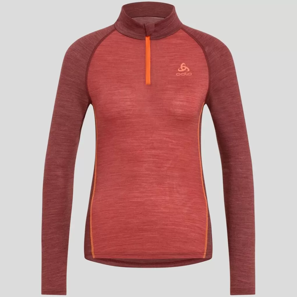 Odlo Performance Wool 150 Base Layer Mit Halbreissverschluss Cinnabar - Spiced Apple Melange Sale