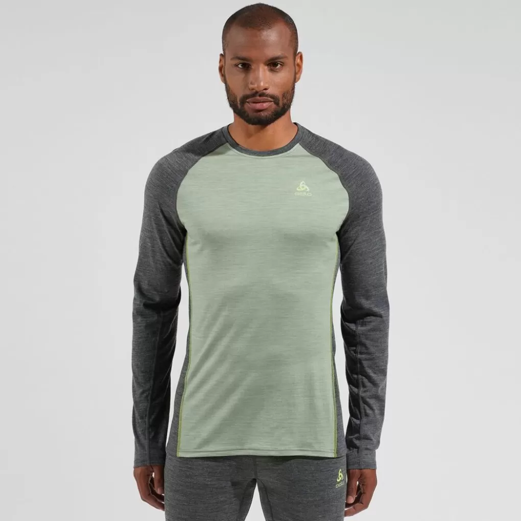 Odlo Performance Wool 150 Basislaag Matte Green - Dark Grey Melange Fashion