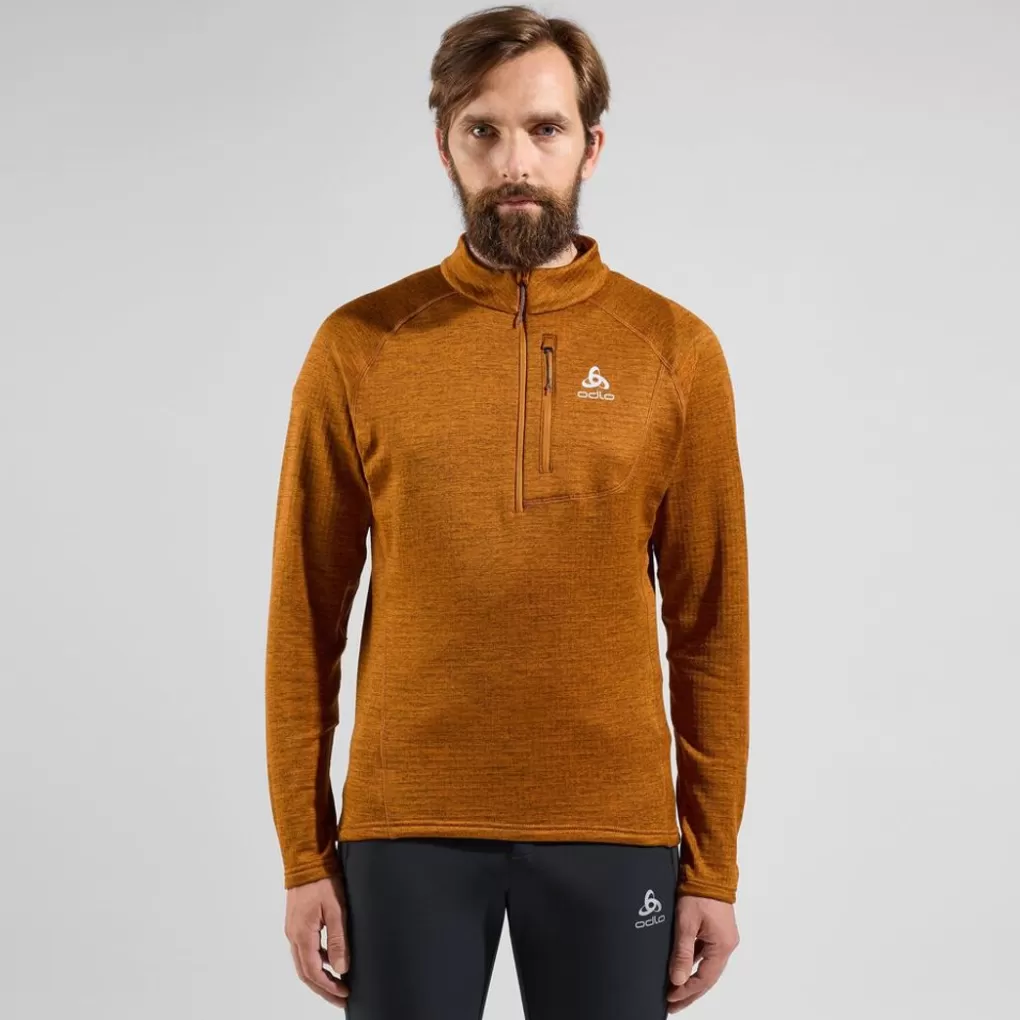 Odlo Tencia Mid Layer Met Halve Rits Honey Ginger Melange Store