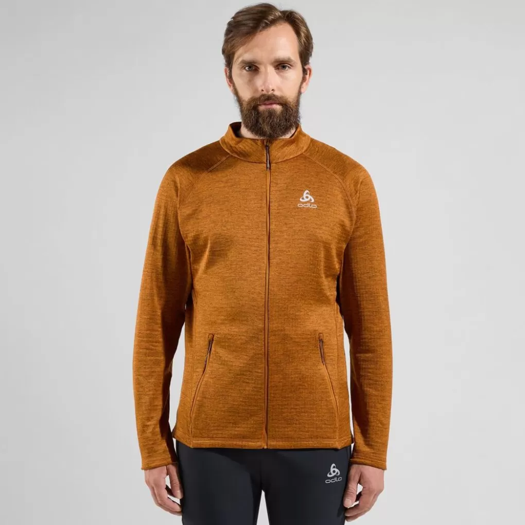 Odlo Tencia Mid Layer Met Rits Honey Ginger Melange Flash Sale