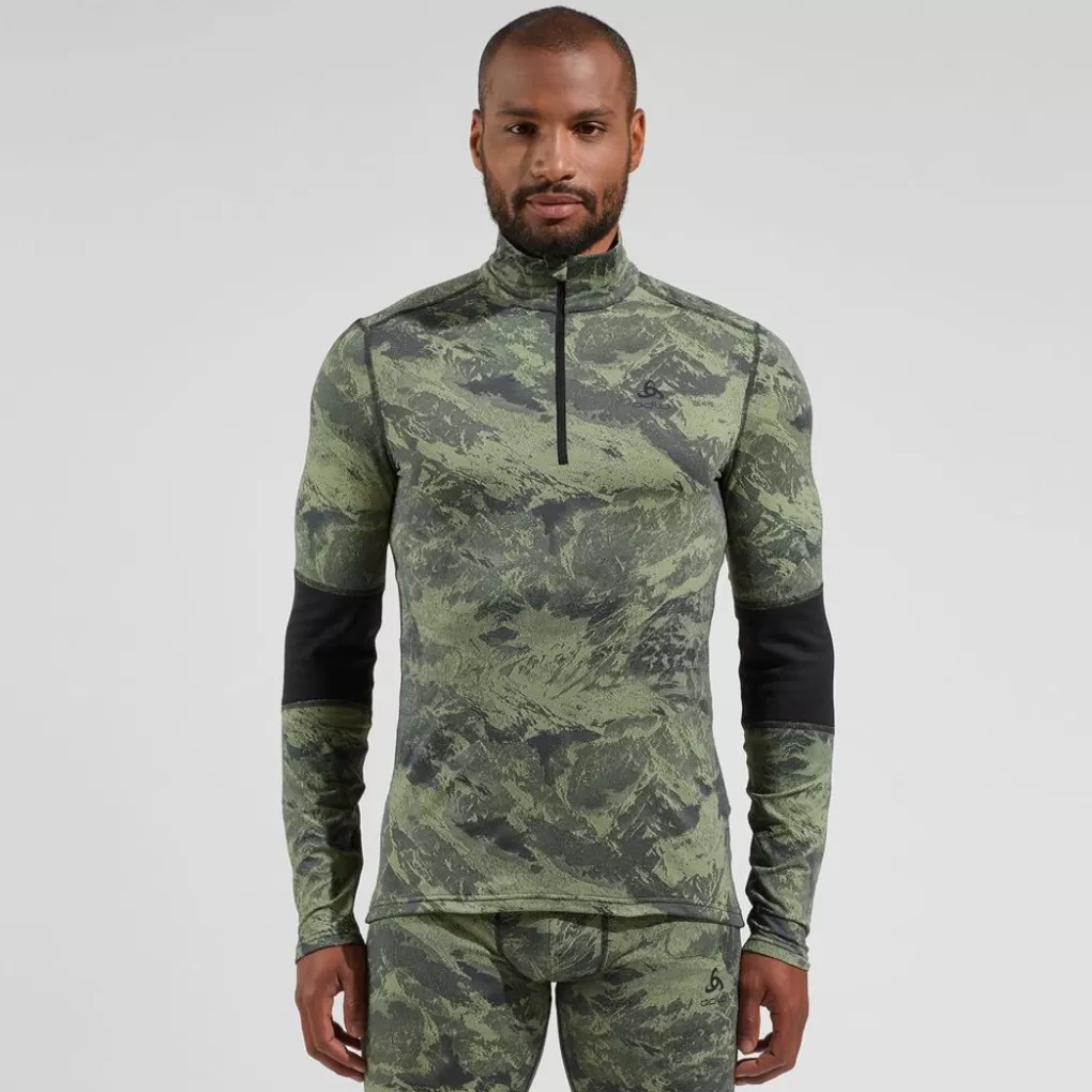 Odlo Whistler Met Lange Mouwen En Halve Rits Matte Green - Black Fashion