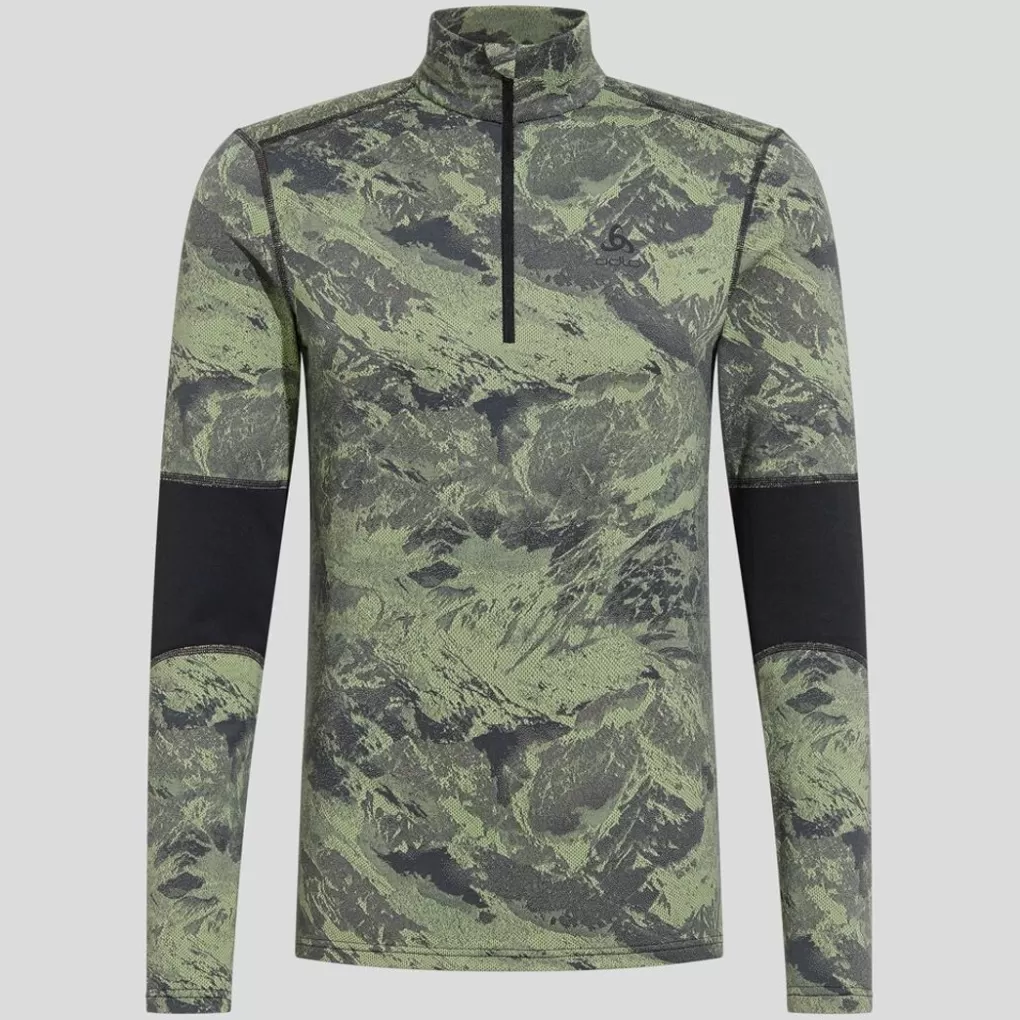 Odlo Whistler Met Lange Mouwen En Halve Rits Matte Green - Black Fashion