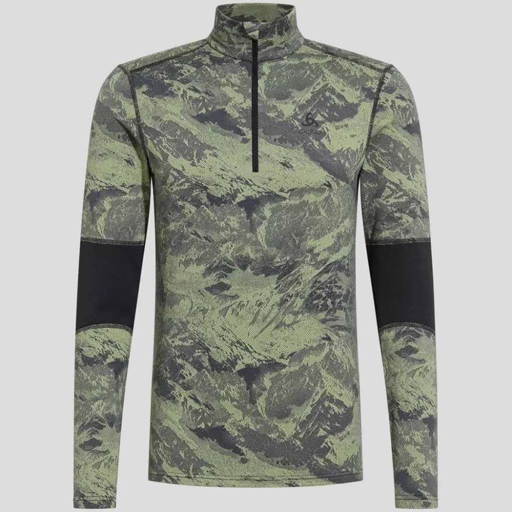 Odlo Whistler Met Lange Mouwen En Halve Rits Matte Green - Black Outlet